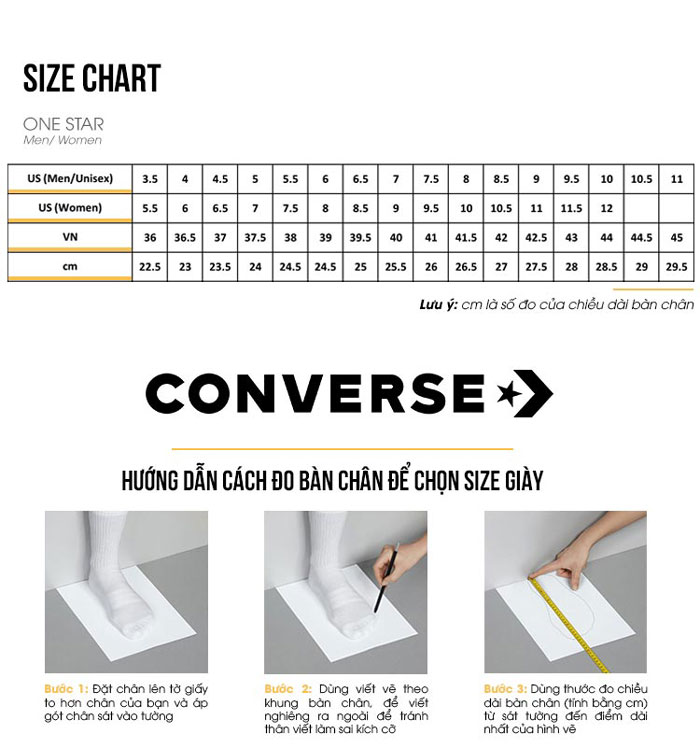 Tổng hợp các kiến thức về Converse size chart mà bạn nên biết